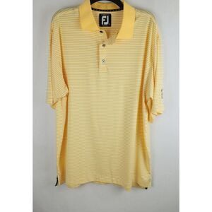Footjoy FJ‎ ProDry Lisle Mens LargeYellow White Striped Golf Polo Shirt